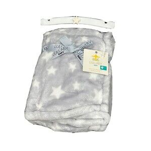Lullaby Kids Luxury Velvet Baby Blanket Gray White Star Soft Plush Infant New